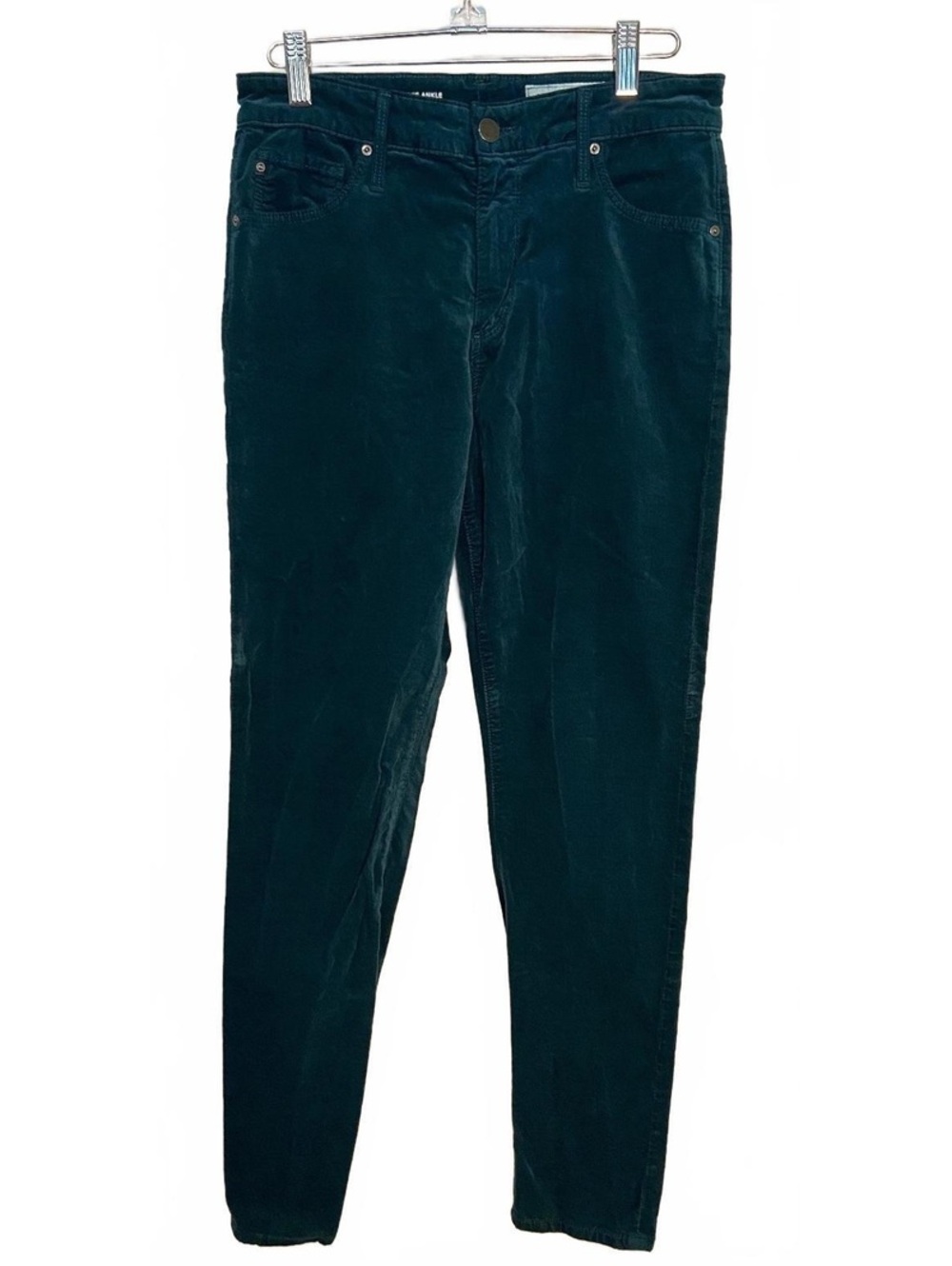 AG The High-Rise Stevie Ankle Slim Straight Ankle Jeans in Dark Green